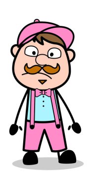 Şok Yüz - Retro Delivery Man Satıcı Vektör İllüstrasyon