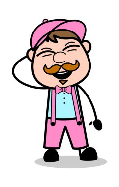 Mutluluk - Retro Delivery Man Satıcı Vektör İllüstrasyon