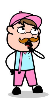 Talking - Retro Delivery Man Satıcı Vektör İllüstrasyon