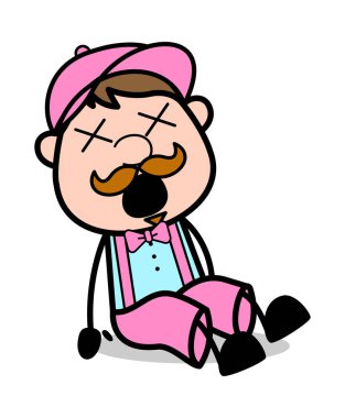 Ağrı ile Groaning - Retro Delivery Man Satıcı Vektör Illustrati