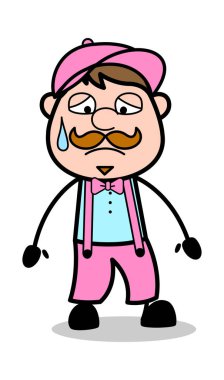 Üzgün - Retro Delivery Man Satıcı Vektör İllüstrasyon