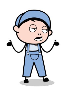 Habersiz - Retro Tamirci Karikatür İşçi Vektör İllüstrasyon