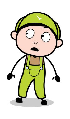 Merak ediyorum - Retro Tamirci Çizgi film İşçisi Vektör İllüstrasyonu