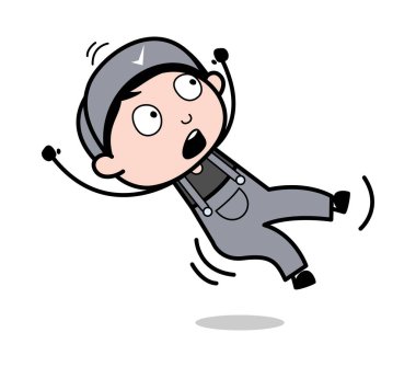 Falling Down - Retro Tamirci Karikatür İşçi Vektör Illustratio