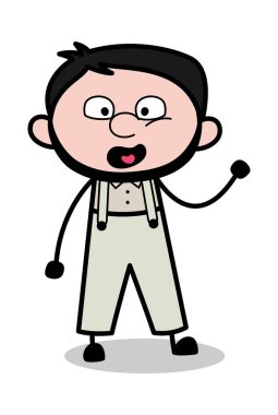 Slogan Shouting - Retro Tamirci Karikatür İşçi Vektör Illustra