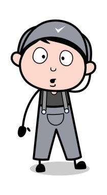 Korkmuş - Retro Tamirci Karikatür İşçi Vektör İllüstrasyon