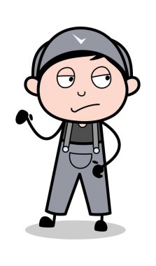 Tutum - Retro Tamirci Karikatür İşçi Vektör İllüstrasyon