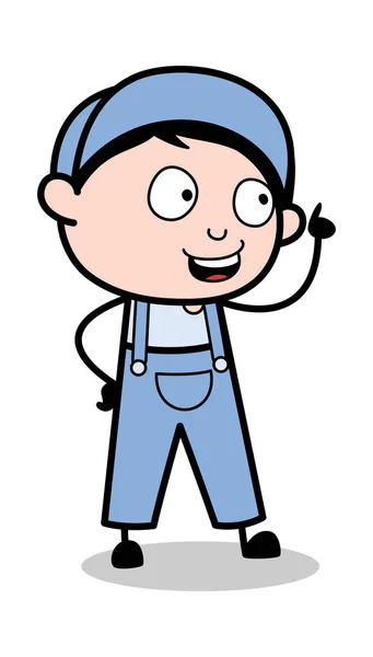 Tengo una idea - Retro reparador de dibujos animados trabajador Vector Ilustración — Vector de stock