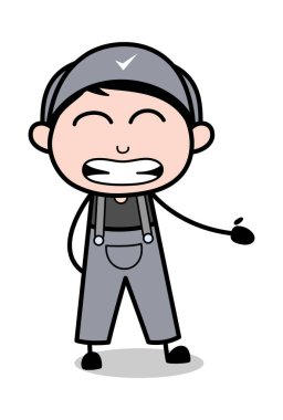 İğrenç - Retro Tamirci Karikatür İşçi vektör çizimi