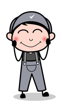 Allık - Retro Tamirci Karikatür İşçi Vektör İllüstrasyon