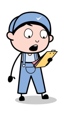 İlan Talimatı - Retro Tamirci Karikatür İşçisi Vektör I