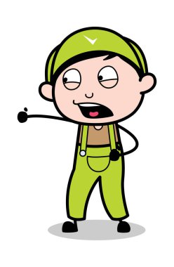 Delme - Retro Tamirci Karikatür İşçi Vektör İllüstrasyon