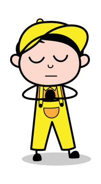 Dua - Retro Tamirci Karikatür İşçi Vektör İllüstrasyon