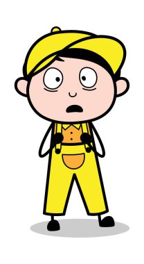 Sinir - Retro Tamirci Karikatür İşçi Vektör İllüstrasyon