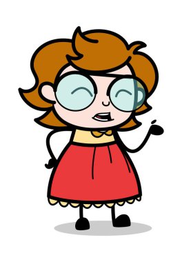 Konuşurken El Hareketi - Genç Karikatür Akıllı Kız V