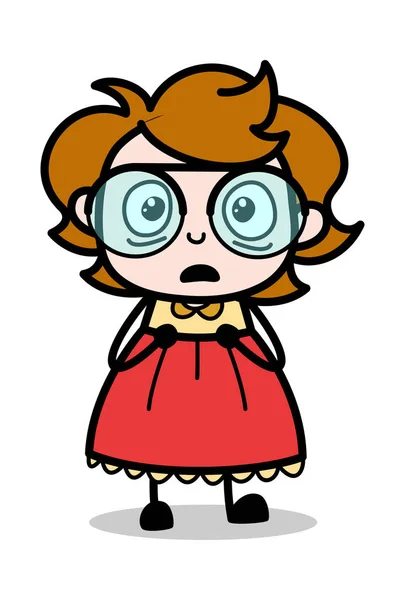 Feartened Face Expression - Підліток мультфільм Розумна Дівчина V — стоковий вектор