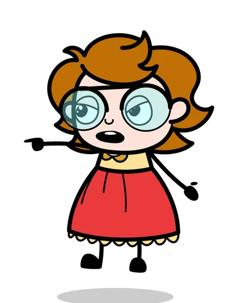 Scolding Expression - Teenager Cartoon Intelligent Girl Vector I — Stock Vector