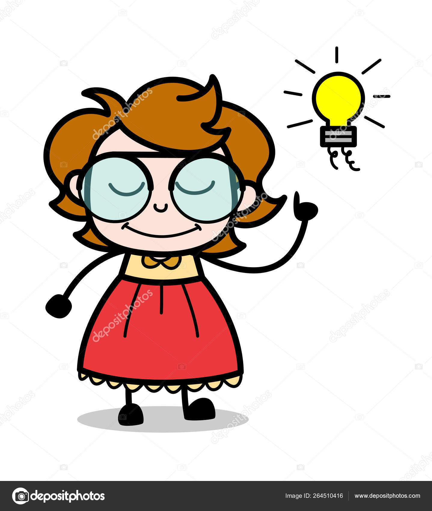 Got an Idea- Teenager Cartoon Intelligent Girl Vector Illustrati Stock  Vector Image by ©lineartist #264510416