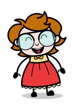 Laughter - Teenager Cartoon Intelligent Girl Vector Illustration