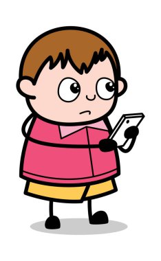 Uzaktan Kullanma - Genç Karikatür Fat Boy Vektör İllüstrasyon