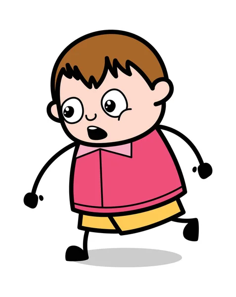 Hablando mientras camina - Teenager Cartoon Fat Boy Vector Illustra — Vector de stock