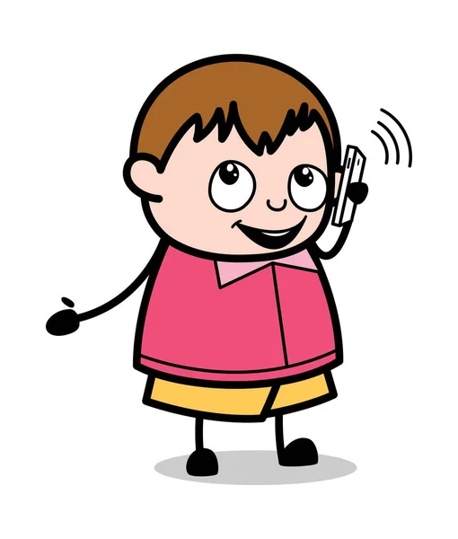 Calling-nastolatek kreskówka Fat Boy wektor ilustracja — Wektor stockowy