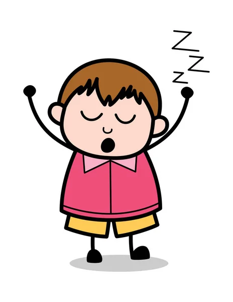 睡眠 - ティーンエイジャー漫画脂肪少年ベクトルイラスト — ストックベクタ