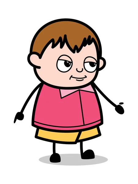 Lugn bete-tonåring tecknad fet pojke vektor illustration — Stock vektor