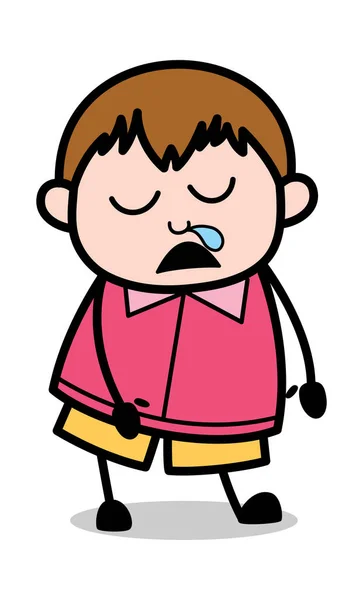 有趣的睡眠人 - 青少年卡通胖男孩矢量伊劳斯特拉 — 图库矢量图片