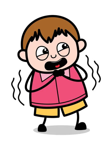 非常に怖い - ティーンエイジャー漫画脂肪少年ベクトルイラスト — ストックベクタ