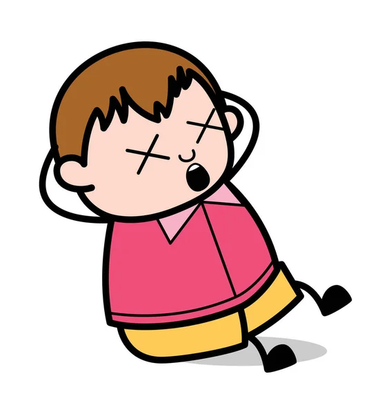 Bilinçsiz - Genç Karikatür Fat Boy Vektör İllüstrasyon — Stok Vektör
