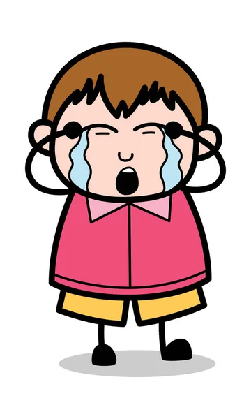 Crying - Teenager Cartoon Fat Boy Vector Illustration — Stock Vector