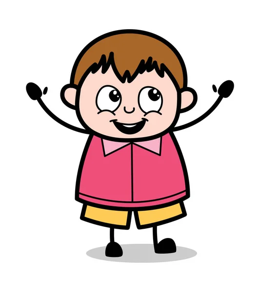 Saltar en la felicidad - Teenager Cartoon Fat Boy Vector Illustrat — Vector de stock