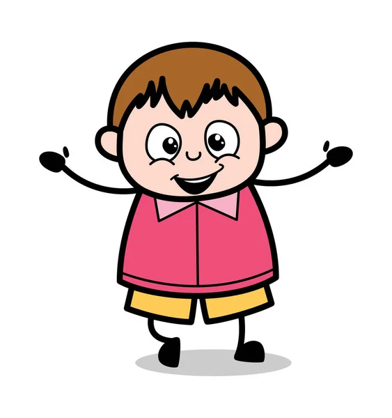 Very Happy Expression - Teenager Cartoon Fat Boy Vector Illustra — Stock Vector