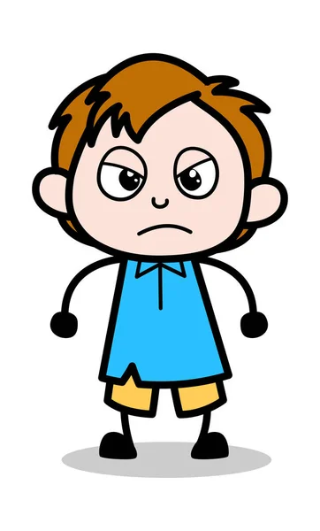 Aggressive Expression - School Boy Cartoon Character Vector Illu — Stock Vector