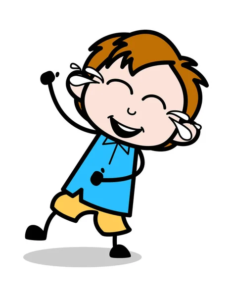 Lustig - Schule Junge Cartoon Charakter Vektor Illustration — Stockvektor