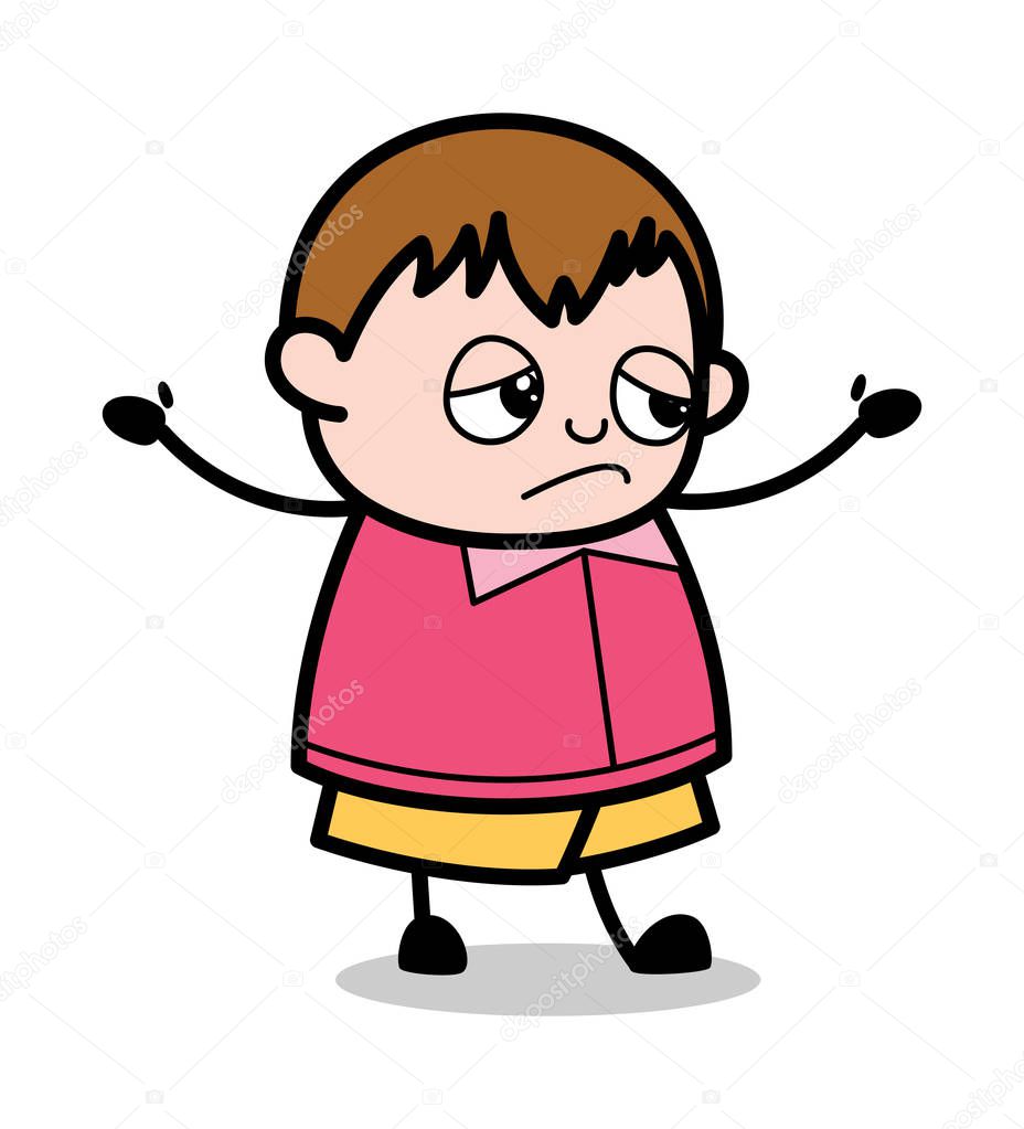 Victim in Hands-up Position - Teenager Cartoon Fat Boy Vector Il