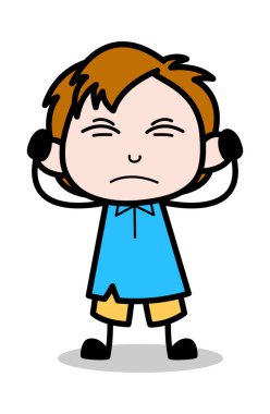 Irritate - Okul Boy Karikatür Karakter Vektör İllüstrasyon