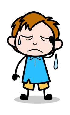 Unwell - School Boy Karikatür Karakter Vektör İllüstrasyon