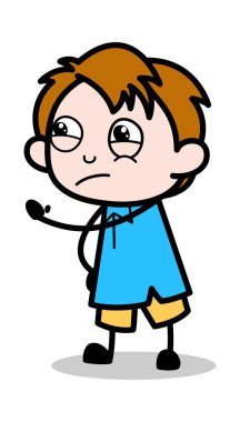 Uyarı verme - Okul Boy Karikatür Karakter Vektör Illustratio