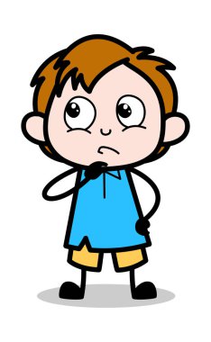 Düşünme İfadesi - School Boy Cartoon Karakter Vektör Illust