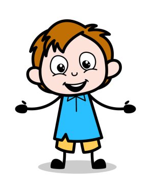 Hug Calling - School Boy Karikatür Karakter Vektör Illustrati