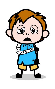 Kırık El Hasta - Okul Boy Çizgi Film Karakter Vektör Hasta