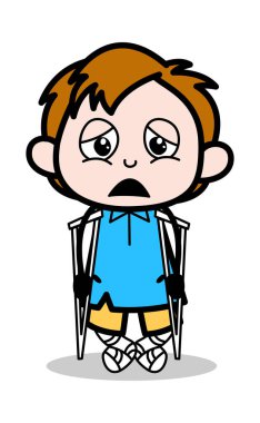 Engelli Hasta - Okul Çocuk Karikatür Karakter Vektör Illustrat