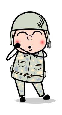 Feeling Awesome - Sevimli Ordu Adam Karikatür Soldier Vector Illustrat