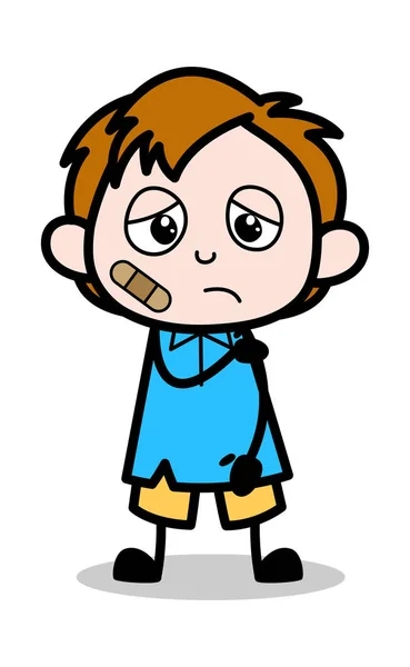 Ferito - Scuola ragazzo cartone animato personaggio vettoriale illustrazione — Vettoriale Stock