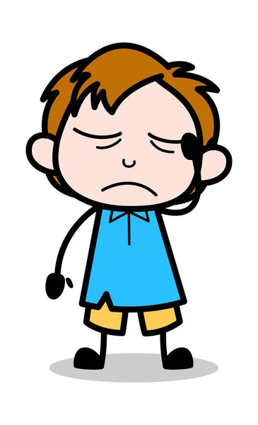 Dolor de cabeza - Ilustración del personaje de dibujos animados de School Boy — Vector de stock