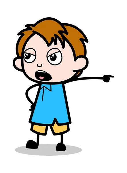 Agresivo - Niño de la escuela de dibujos animados personaje Vector ilustración — Vector de stock