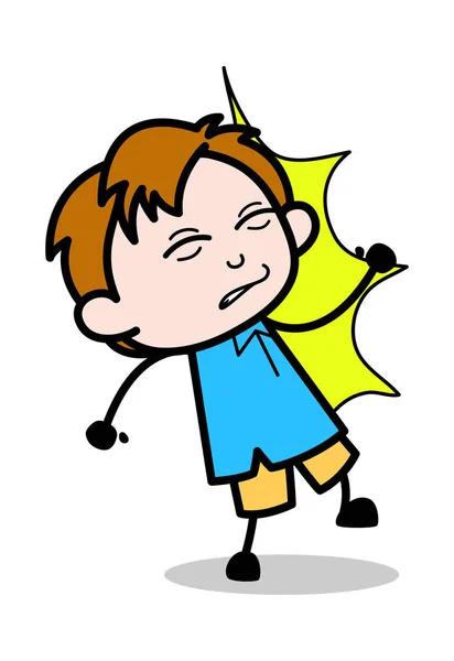 Gestoßen - Schuljunge Zeichentrickfigur Vektor Illustration — Stockvektor