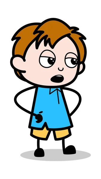 Praten gebaar-school jongen cartoon karakter vector illustrati — Stockvector